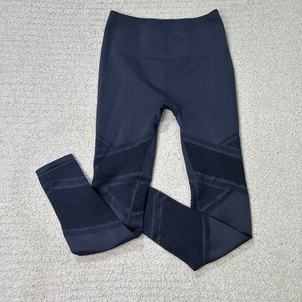 Fabletics Leggings Seamless Mesh XS Navy Blue Yoga Gym Activewear